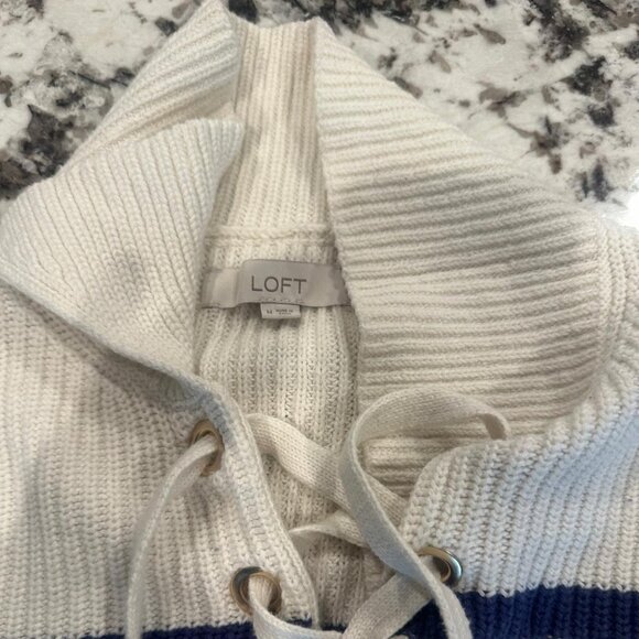 Loft Striped Lace Up Polo Sweater - Picture 2 of 4